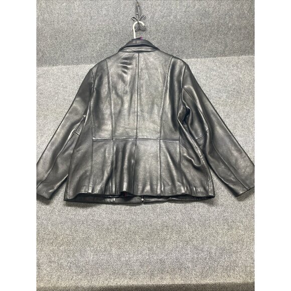 Worthington Genuine Lambskin Full Zip Black Leather Jacket Women's 1X - Picture 10 of 11